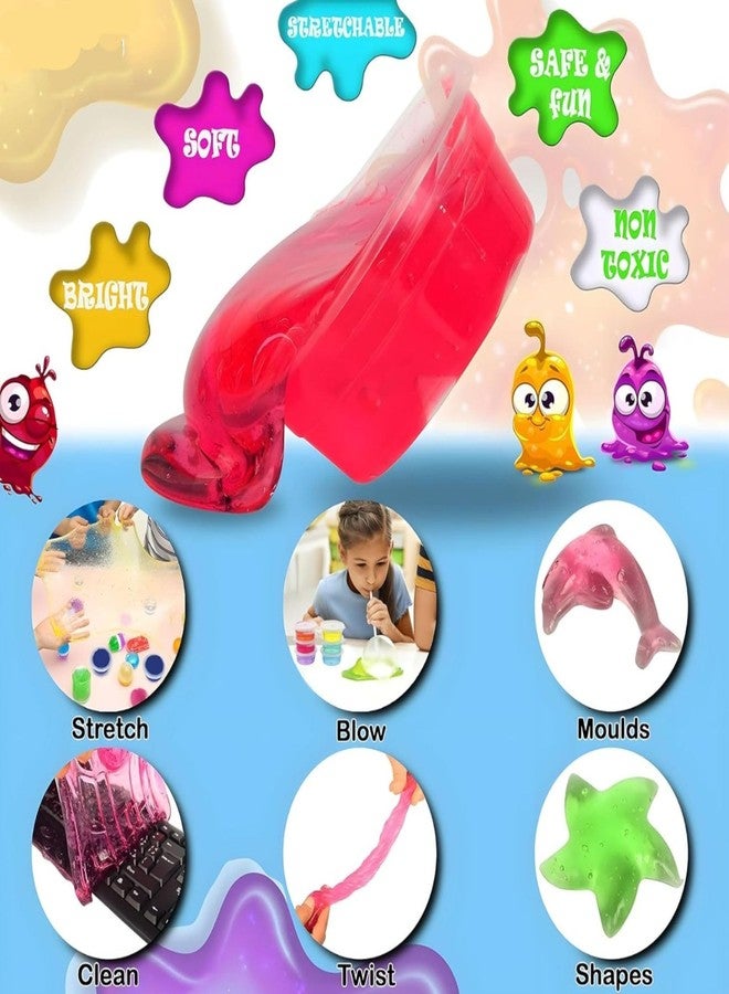 VANEEJI Non Toxic DIY Fruity Glittery Crystal Clay Jelly Slime in for Girls and Boys Kids Above Age 3+ Year Old (Pack of 3) - Image 5